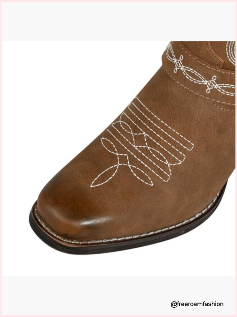 Square Toe Cowgirl Boots Mid Calf Western Riding Boots with Buckle Strap - Picture 6 of 7